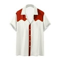 thumbnail image 2 of Playeras Elvqul para Hombre Casuales Beige Stretch de Bloques de Color Manga Corta con Solapa Abotonada, 2 of 5