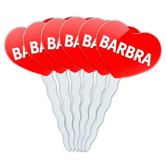 Barbra Heart Love Cupcake Picks Toppers - Set of 6