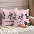 thumbnail image 2 of Pink Easter Outdoor Waterproof Pillow Covers, Spring Rabbit Plaid Flowers Animal Floral Decorative Square Throw Pillowcase Sofa Cushion Sham for Patio/Couch/Chair, 16"x16" 2 Pack, 2 of 8
