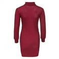 thumbnail image 5 of Lindreshi Fall Dresses for Women 2025 Homecoming Dresses Women's Casual Solid Slimming Waist Turtleneck Long Sleeve Sweater Dresses, 5 of 5