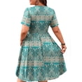 thumbnail image 4 of WellSize Summer Plus Size Dresses for Women Short Sleeve A-Line Midi Dresses Casual Floral Print Beach Dress with Pockets, 4 of 7