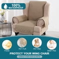 thumbnail image 2 of XUELC Waterproof Wing Chair Cover Wing Armchair Slipcovers Triple Non-Slip Sofa Slipcover for Wing Chair Furniture Protector for Pets, Kids,Dog Khaki, 2 of 13