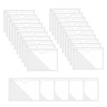 Uxcell 30Pcs 3x5" Self Adhesive Index Card Pockets with Top Open for Loading, Clear