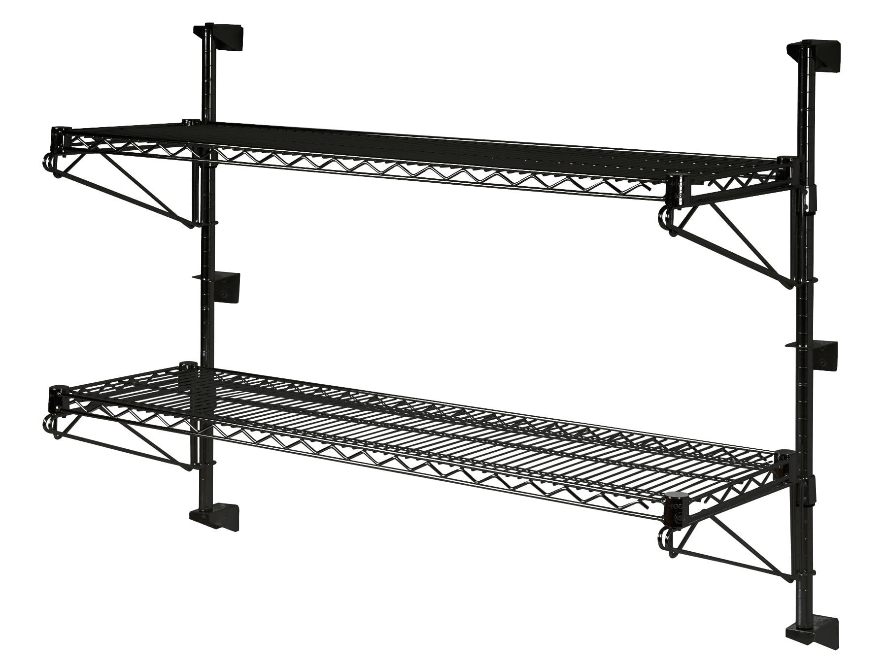 14" Deep x 30" Wide x 14" High Adjustable 2 Tier Black Wall Mount