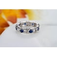 thumbnail image 4 of Designer 2 Carat alternating Moissanite Diamond And Blue Sapphire Wedding Ring Band in 10k White Gold, 4 of 5
