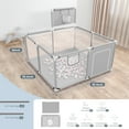 thumbnail image 3 of Baby Playpen, Outdoor Play Yard, Portable Play Yard 4-Panel- Baby Safety Playpen for Infant Toddler with Basketball Hoop,Grey, 3 of 6