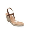 ANDRE ASSOUS Womens Beige Cushioned Transparent Strap Woven Stretch Alberta Round Toe Wedge Slip On Leather Slingback Sandal 38