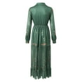 thumbnail image 3 of Felirenzacia Women's Green Floral Maxi Dresses Casual Deep V Neck Long Sleeve Evening Dress Cocktail Party Dress for Women, 3 of 5