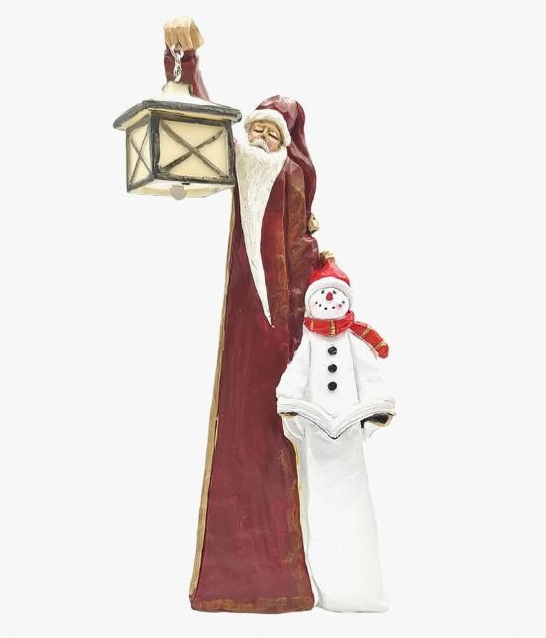 Cadorn Old Man & Snowman Sculpture with Lantern, Christmas/Outdoor Winter Decor, Resin Yard Art