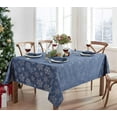 thumbnail image 2 of Christmas Fancy Navy and Silver Metallic Snowflake 60 x 144 Inch Rectangle Fabric Dining Tablecloth, 2 of 6