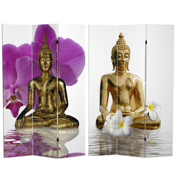 6-Foot Tall Canvas Double-Sided Thai Buddha Room Divider