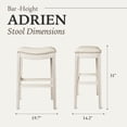 thumbnail image 5 of Open Box Maven Lane Adrien Saddle Bar Stool 31"H, White Oak (2 Pack), 5 of 6