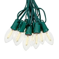 Novelty Lights C9 LED Christmas Warm White Smooth Plastic Light Set, Green Wire (25 Bulbs, 25 Feet)