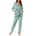 thumbnail image 2 of INSPIRE CHIC Women's Pajamas 2 Piece Set Button Top and Pants Flannel Winter Sleepwear XS Blue, 2 of 6