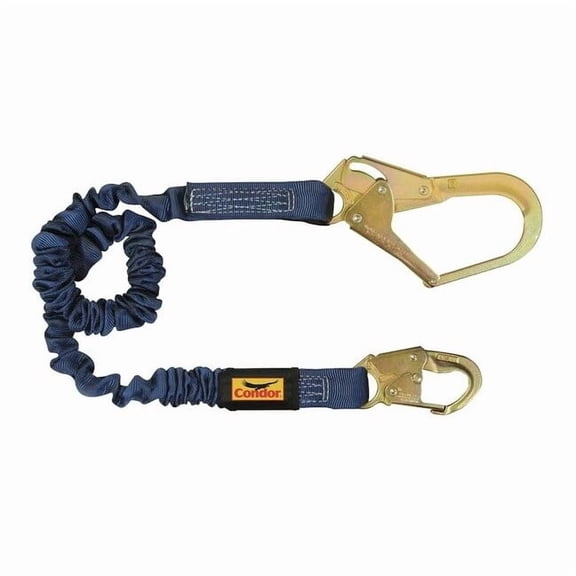Shock Absorbing Lanyard, 4 ft. 6" to 6 ft. Length, Snap Hook, Steel, 1 Leg(s)