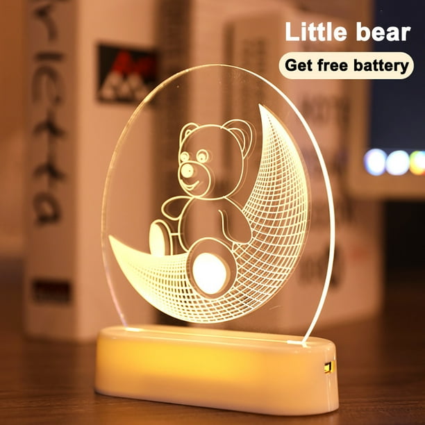 Xihbxyly Liquidación de ropa de mujer Luz decorativa para decoración de habitaciones, luz de noche con batería y adornos 3D