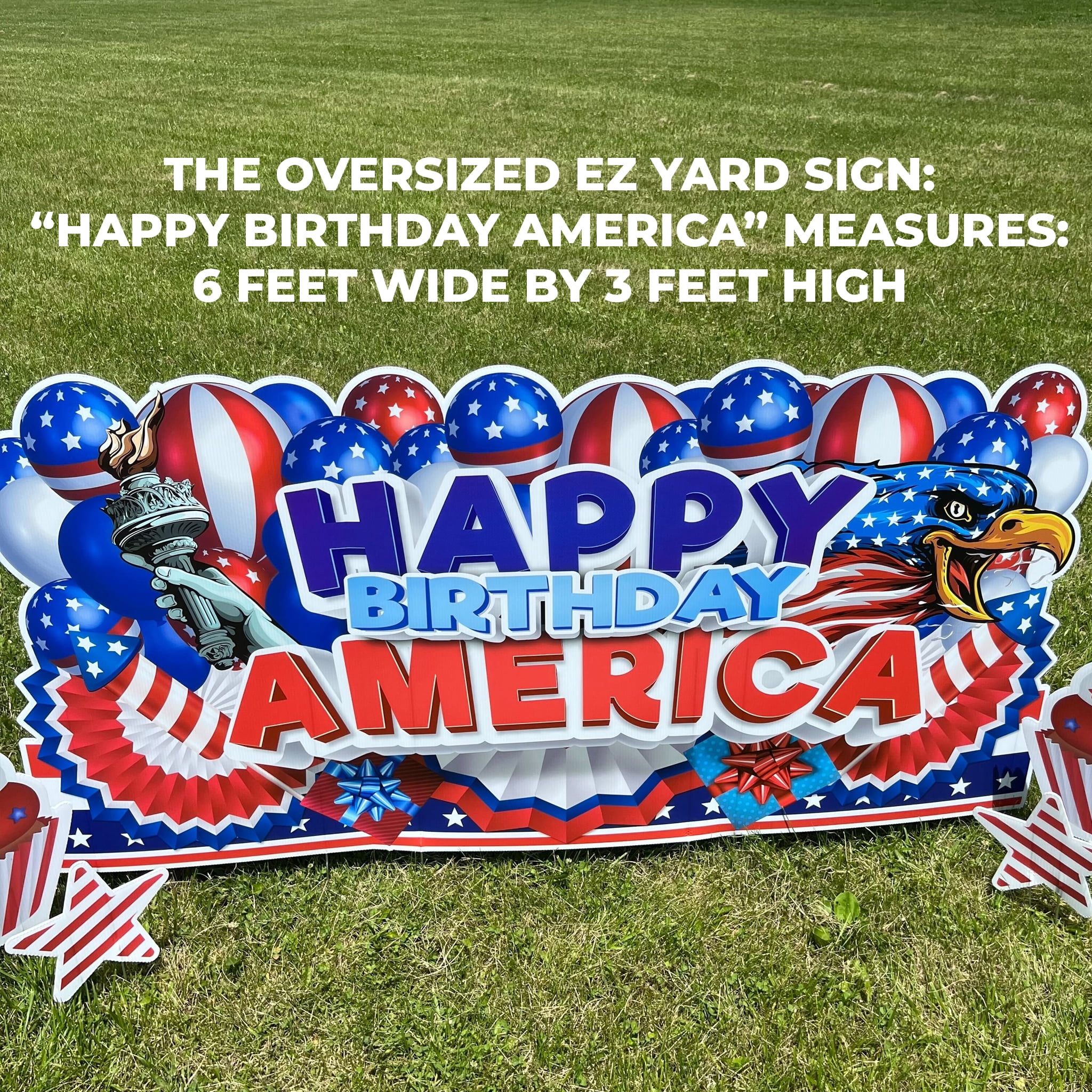 Victory Store Happy Birthday America Oversized EZ Yard Sign Outdoor Lawn Decorations
