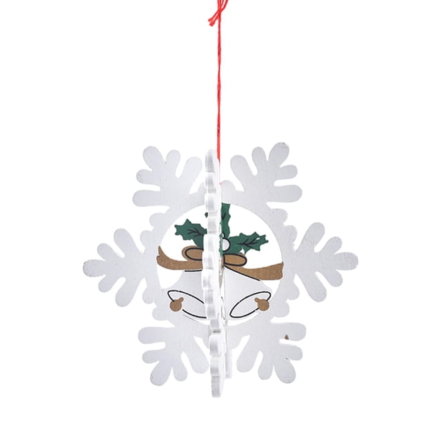 Colgantes de madera navideños 3D Adornos colgantes de madera navideños multiusos para Copo de nieve