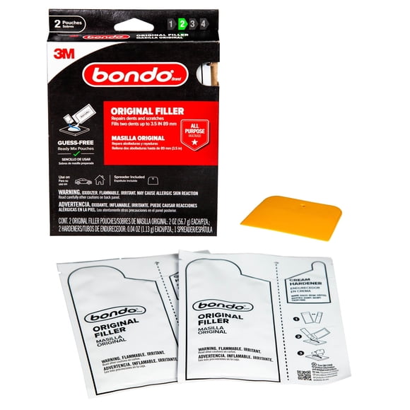 Bolsas Filler Bondo Original Ready Mix de 2 x 60 ml con esparcidor