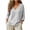 Gray, variant on Womens Gingham Plaid V-Neck Long Sleeve Top Curved Hem Relaxed Fit Lightweight Casual Spring Summer Blouse