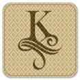 thumbnail image 2 of Vinyl Drink Coasters - Set of 4 - Letter "K" Monogram, 2 of 3
