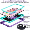 thumbnail image 6 of for Samsung Galaxy Tab S10 Plus 2024/S9 Plus 2023/S8 Plus 2022/S7 FE 2021/S7 Plus 2020 12.4 Inch,360 Kickstand Handle Wrist Strap Armor Heavy Duty Rugged Cover + Adjustable Shoulder Strap,Purple+Blue, 6 of 7