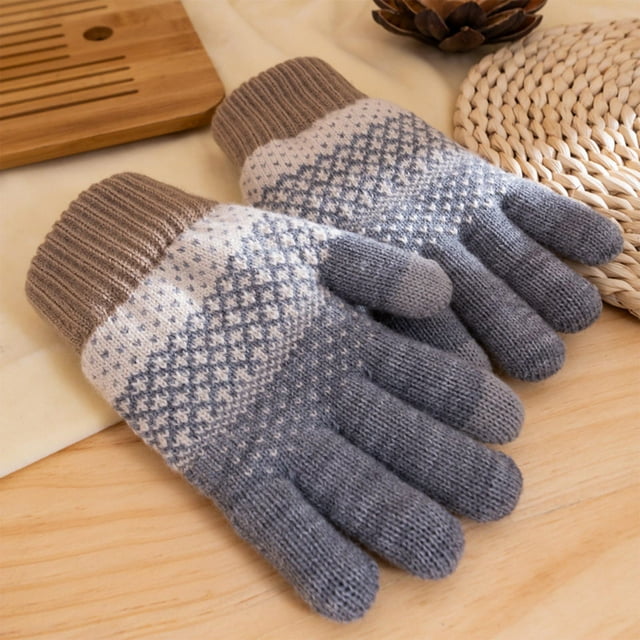 Guantes de mujer con capa de copo de nieve, guantes gruesos y cálidos, guantes de punto para la muñeca, mitones para mujer.