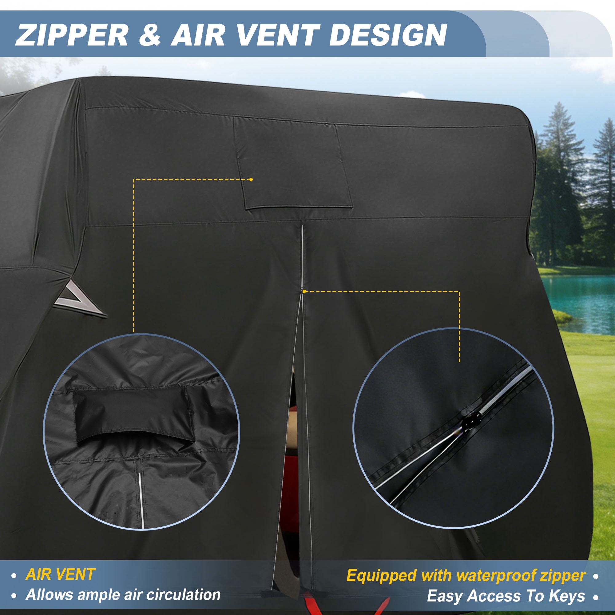 Unique Bargains Golf Cart Cover Waterproof for Yamaha 4+2 Passenger Cart