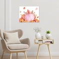 thumbnail image 3 of Fall Pumpkin Wall Art Watercolor Pink Pumpkin Maple Leaves and Pine Nut Canvas Wall Art Rustic Farmhouse Harvest Framed Wall Art for Living Room Bedroom Bathroom Home Decor Ready to Hang,12x12 Inches, 3 of 7