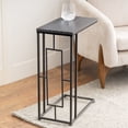 thumbnail image 2 of DecMode 19" x 26" Gray Metal C-Shaped Accent Table with Black Metal Base, 1-Piece, 2 of 13