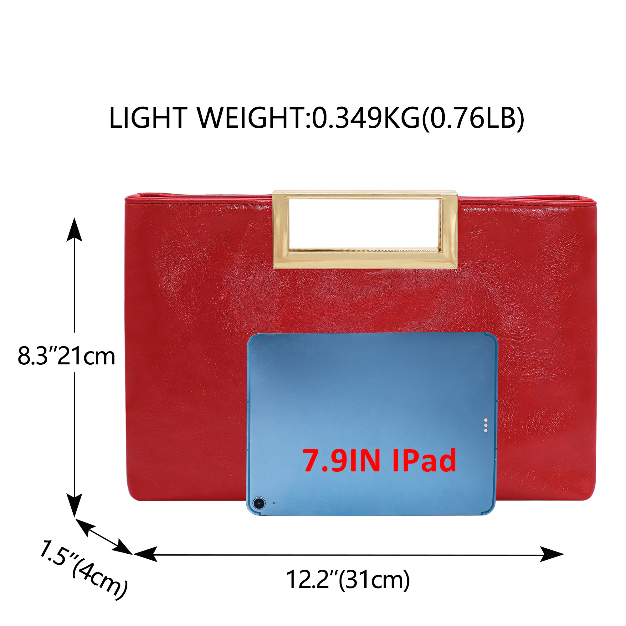 Milisente Women Top Handle Clutch Purse PU Leather Envelope Evening Bags For Formal Party Work（Red)