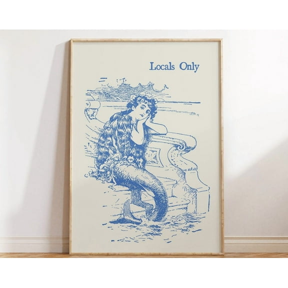 Vintage Mermaid Poster Trendy Coastal Art Aesthetic Beach House Decor Beachy Wall Art Cute Feminine Wall Art 1 Print Wall Art, Modern Wall Decor, 8x12 UNFRAMED