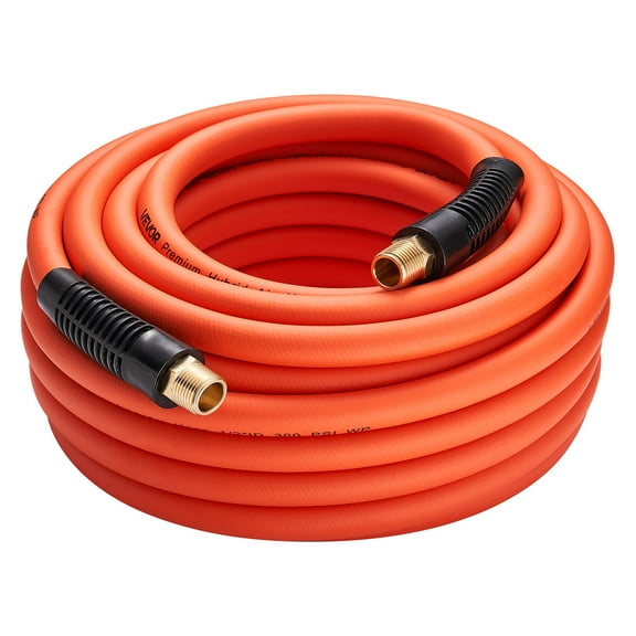 VEVOR Air Hose, 1/2" x 50ft Hybrid Air Hose, Lightweight, Kink Resistant, Pneumatic Hoses with 1/2 inch Solid Brass Male Fittings, Three-Layer Hybrid Material, 300 PSI, All-Weather Flexibility,Orange