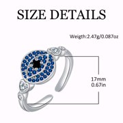 ICTPTOSL Evil Eye Ring for Women Open Size Ring Sterling Silver Evil Eye Ring, Adjustable