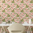 thumbnail image 2 of Ambesonne Summer Floral Peel & Stick Wallpaper for Home, Blossomed Peonies, 13"x100", Lime Green Rose Blush, 2 of 5