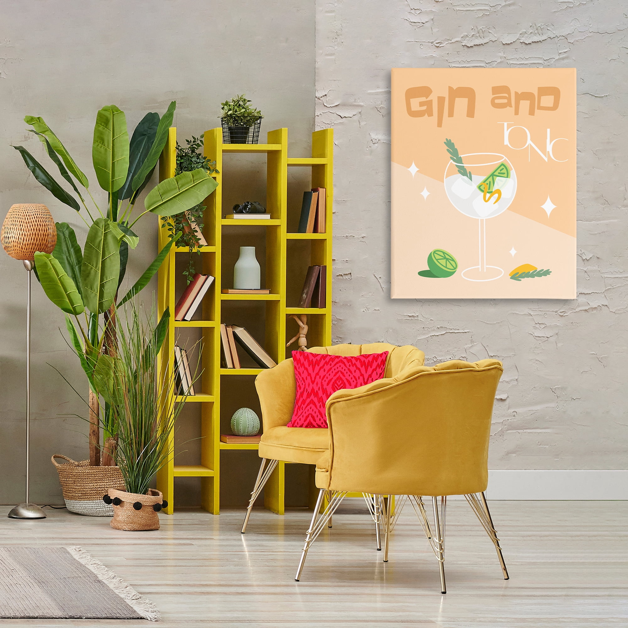 Stupell Industries Gin & Tonic Typography Food & Beverage Painting Wrapped Canvas Art Print Wall Art, 30 x 40