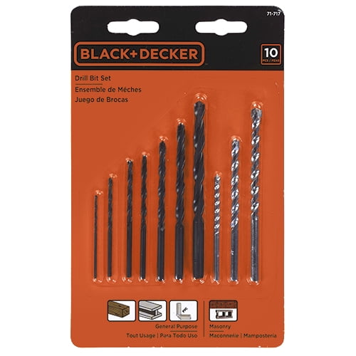 BLACK+DECKER 71717 10pc Black Oxide & Masonry Drill Bit Set Walmart
