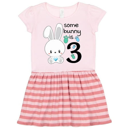 

Inktastic Somebunny is Three-Third birthday bunny Gift Toddler Girl Dress