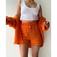 thumbnail image 3 of AURA Women Two Piece Outfit Long Sleeve Shirt Drawstring Shorts Casual Set, 3 of 8