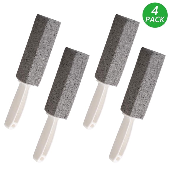 Tripumer 4 PCS Scouring Stick with Short Handle Cleaner Pumice Stick Stone for Removing Toilet Bowl Ring Pool Bathroom Toilet Brush Gray