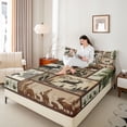 thumbnail image 4 of Castle Fairy Kids Teenagers Safari Bear Deer Twin Sheet Sets,Geometric Plaid Bedding, 4 of 7