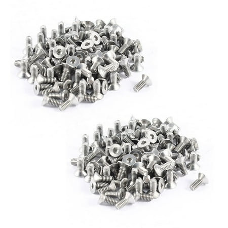 

200Pcs 304HC Stainless Steel Hex Countersunk Flat Screws M2X5mm