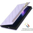 thumbnail image 5 of Crossbody Wallet for iPhone 13 Pro Max Case with Adjustable Lanyard Strap Card Holder 6.7",PU Leather Zipper Handbag Purse Kickstand Lattice Pattern Cover Case for Men Women Girl,Purple, 5 of 7