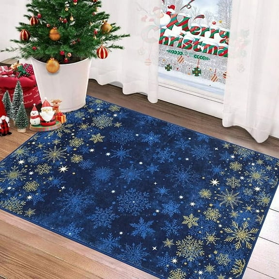 2' x 3' Christmas Hallway Runner Rug, Red Non Slip Washable Vintage Farmhouse Accent Rug Winter Holiday Xmas Carpet for Kitchen Entryway Laundry and Living Room