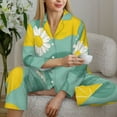 thumbnail image 6 of Fuzoiu Lemons Chamomile Flowers And Leaves Print Women's Long-Sleeved Pajama,Lounge Button Down Nightwear,Womens Notch Collar Pajama Set-XX-Large, 6 of 7