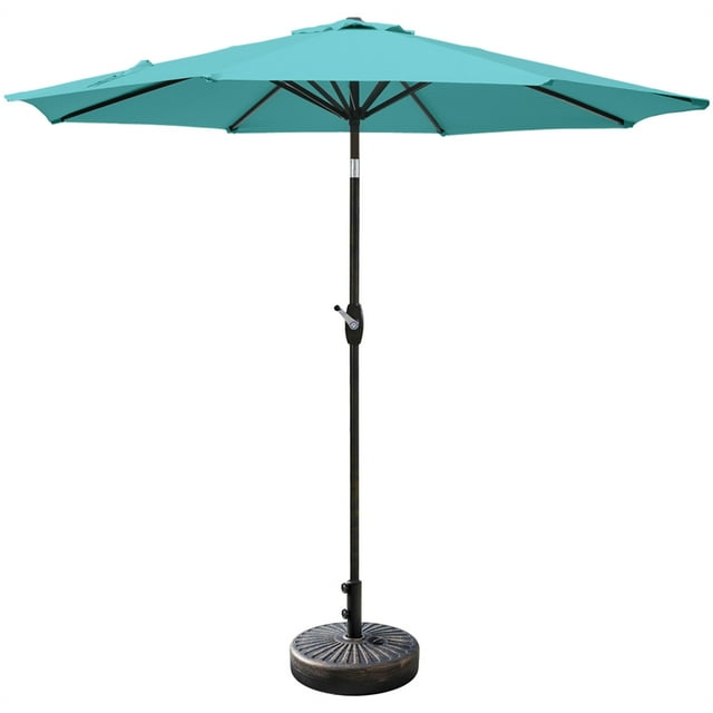 Parasol de Marché de Table de Patio de 9 Pieds avec Base Ronde en Bronze