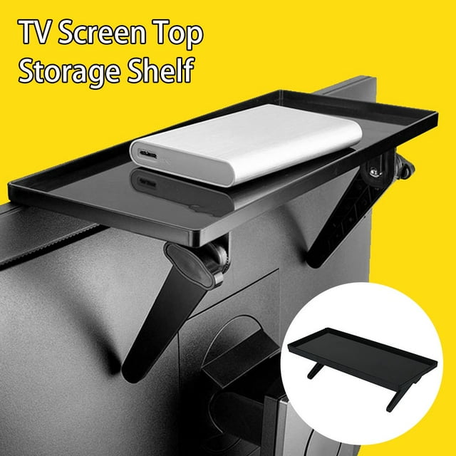 Top Shelf TV Adjustable Screen Shelf Screen Rack Foldable Monitor Top Shelf Mount Organizer Stand Bracket Holder for Cable Box TV Camera Frames Remote Home Decor