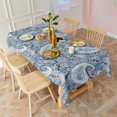 thumbnail image 3 of Blue Pioneer Flower and Paisley Pattern (3) Rectangle Tablecloth 60"x102",Waterproof Polyester Rectangle Table Cloth, Wipeable Spillproof Polyester Tablecloth for Dining, Camping, Indoor and Outdoor, 3 of 6