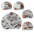 thumbnail image 5 of Waterproof Peel and Stick Tiles Stickers Wall Decals, 12" x 12" Gray Marbling Mosaic Brick Pattern 6 Pcs Self Adhesive Backsplash, 5 of 7