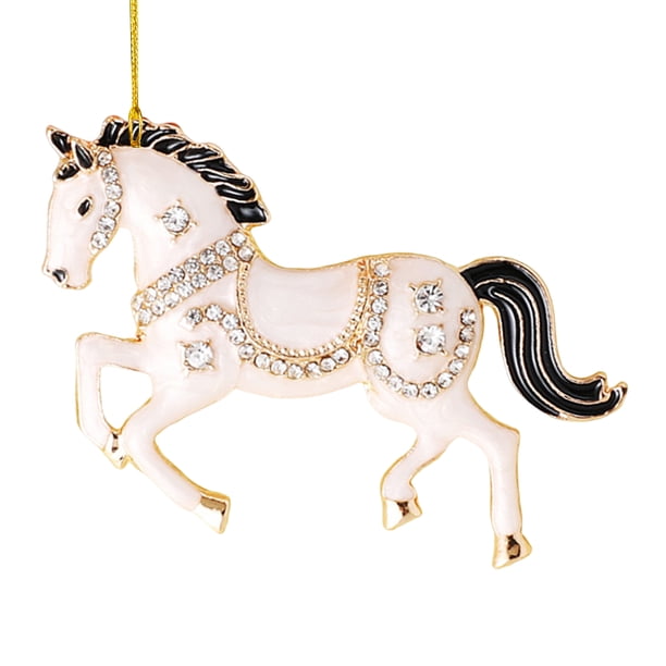 Adornos navideños con forma de caballo Decoración colgante con brillantes en forma de caballo Adorno acrílico para el árbol de Navidad para fiestas de invierno y Navidad Decoración para el hogar